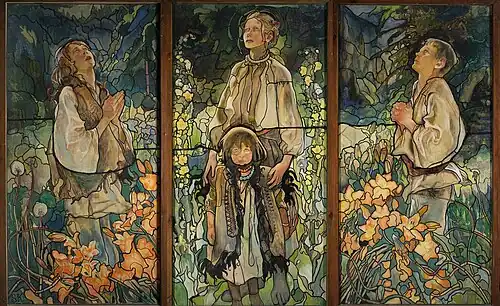 Young Poland: Spring triptych; 1909, tempera and pastel on cardboard, 145 × 231&nbsp;cm, National Museum, Warsaw.