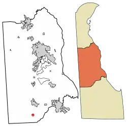 Location of Farmington in Kent County, Delaware.