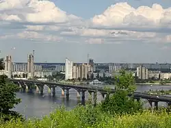 The Dnieper River passes through many cities — notably Kyiv, the capital of Ukraine. In Kyiv, more than seven bridges cross the river.