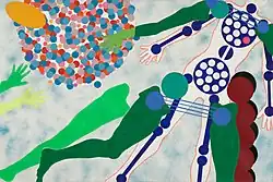Kiki Kogelnik, Female Robot, 1964, Oil and acrylic on canvas, 48½ inches × 72½ inches (123 × 184 cm). Kiki Kogelnik Foundation.