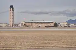 Buildings at Kirtland AFB, including the air traffic control tower
