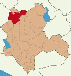 Map showing Yunak District in Konya Province