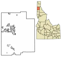 Location of Stateline in Kootenai County, Idaho