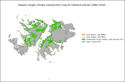 Koppen Climate Map of the Falkland Islands