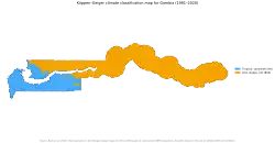 Köppen–Geiger climate classification map at 1-km resolution for the Gambia (1991–2020)