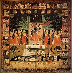 Krishna as Shrinathji and the Dancing Gopis, from the temple of Nathdvara, 19th century