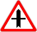 Junction with minor road (also used )