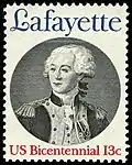 200th anniversary of Lafayette's arrival, 1977 issue as part of the Bicentennial Series
