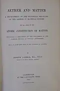 Title page to a 1900 copy of "Aether and Matter"
