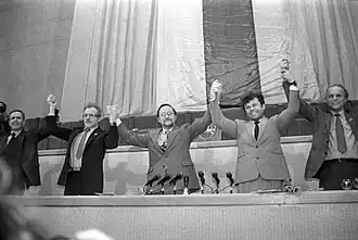 Image 12Leaders of the Supreme Council of Lithuania on 11 March 1990, after promulgation of the Act of the Re-Establishment of the State of Lithuania in Vilnius (from History of Lithuania)