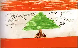 Image 24Flag as drawn and approved by the members of the Lebanese parliament during the declaration of independence in 1943 (from History of Lebanon)