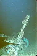 Light artillery piece on the deck of the Nippo Maru