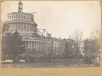 The unfinished Capitol dome, 1860