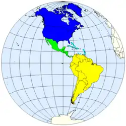 UN geoscheme for the Americas &nbsp;&nbsp;Caribbean &nbsp;&nbsp;Central America &nbsp;&nbsp;Northern America &nbsp;&nbsp;South America
