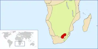 Location of the Orange River Sovereignty, early 1850s