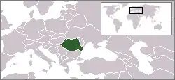 Location of Romania