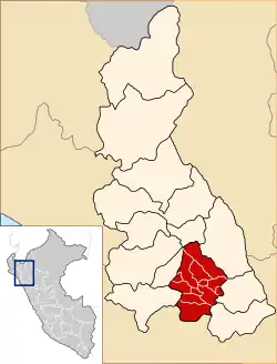 Location of Cajamarca in the Cajamarca Region