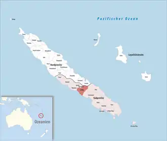 Location of the commune (in red) within New Caledonia