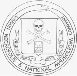 Skull and crossbones and an expired hourglass, surrounded by a snake eating its own tail