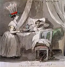 Saint Lucy's Day celebrations at Koberg Castle in Västergötland 1848. Watercolor