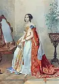 Maria Petrovna Kikina-Volkonskaya is depicted in the Russian court dress of a lady-in-waiting, 1839.