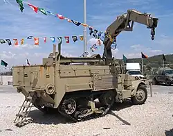 Israeli M3 halftrack with "Eyal" crane. "Yad La-Shiryon" museum, Latrun, Israel.