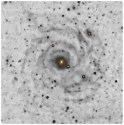 Processed image of Malin&nbsp;1 by Giuseppe Donatiello showing its weak spiral arms