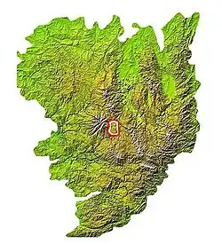Location of Planèze of Saint-Flour on the map of the Massif Central