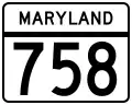 Maryland Route 758 marker