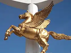 Bronze Pegasus at the entrance to the memorial