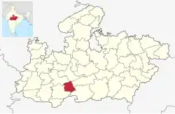 Location of Harda district in Madhya Pradesh