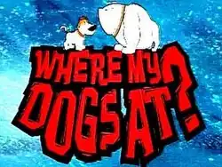 Buddy the beagle and Woof the bulldog standing on the Where My Dogs At logo