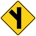 W2-3L Side road at an acute angle (left)