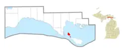 Location within Mackinac County, Michigan