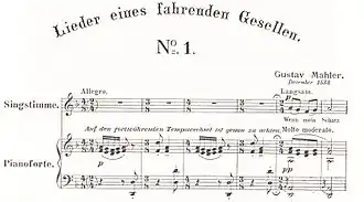 Three staves of printed music showing the vocal line and the piano accompaniment of the first few bars