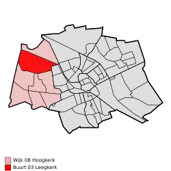 Location of Leegkerk within the city of Groningen