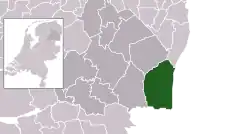 Highlighted position of Emmen in a municipal map of Drenthe