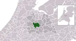 Highlighted position of Utrecht in a municipal map of Utrecht