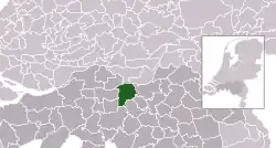 Highlighted position of Heusden in a municipal map of North Brabant