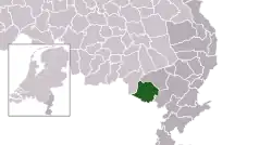 Highlighted position of Weert in a municipal map of Limburg