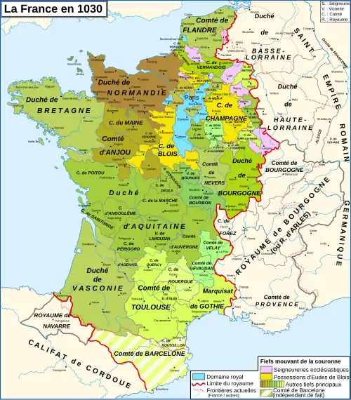 Map of France in 1030