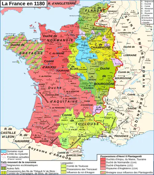 France at the end of the 12th century &nbsp;&nbsp;French royal domain