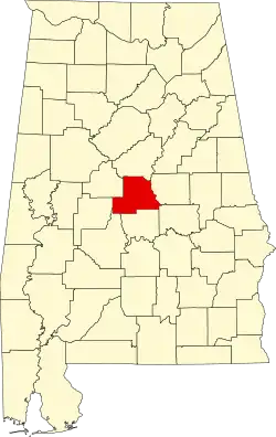 Map of Alabama highlighting Chilton County