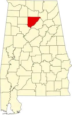 Map of Alabama highlighting Cullman County