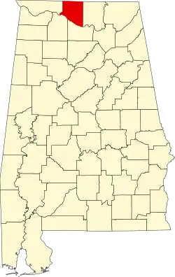 Map of Alabama highlighting Limestone County