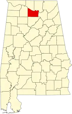 Map of Alabama highlighting Morgan County