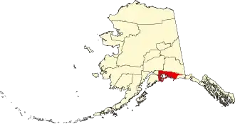 Map of Alaska highlighting Chugach Census Area
