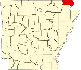 Map of Arkansas highlighting Clay County