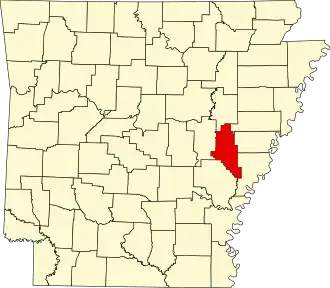Map of Arkansas highlighting Monroe County