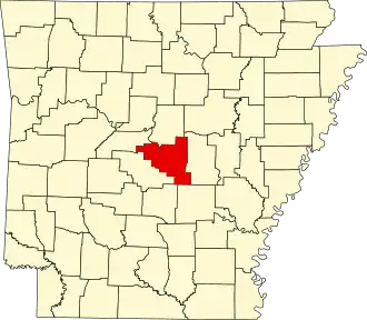 Map of Arkansas highlighting Pulaski County